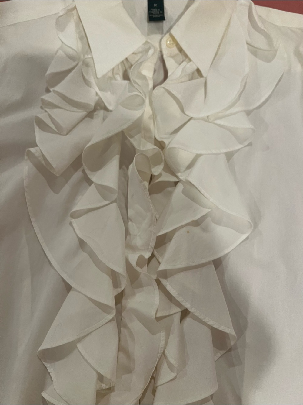 Ralph Lauren White Ruffle Front Button-Down Blouse - Picture 5 of 6